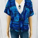 American Vintage Cascais of California (L)  Y2K Womens Blue Floral Blouse Top Photo 0