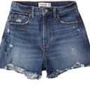 Abercrombie & Fitch Abercrombie Ultra High Rise Mom Short Denim Cutoffs Medium Destroy Blue 28 / 6 Photo 3