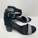 Zodiac  Sandals Womens 7.5 Black Leather Ankle-Strap Block-Heel Rhinestone Zip Photo 2