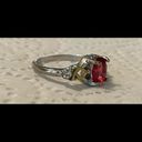 Ruby New Oval  CZ SilverTone & Gold Tone Ring Size 6 7/8 Photo 4