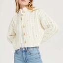 Something Navy  Embellished Cableknit Cardigan Sweater Button Fairy Ivory XXL Photo 0