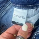 GRACE IN LA  boot cut jeans bling embroidered faux flap pockets 27x33.5” Photo 5