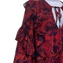 Cinq à Sept 5a7 Cinq A Sept Womens 6 Mini Tent Dress Black Red Floral Ruffles Keyhole NWT Photo 3