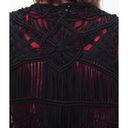 Daytrip Macrame Vest Size Small Fringe Black Boho Festival Western Photo 2