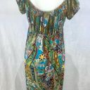 Vibrant colors paisley print empire waist dress size large Green Photo 2