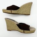 Ann Taylor Brown Suede Slip On Open Toe Jute Wrapped Wedge Platform Heels Size 8 Photo 4