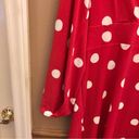 Oscar de la Renta  Faux Wrap Polka Dot V Neck Tunic Red White Medium Photo 3