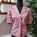 Sigrid Olsen  Women Pink Floral Cotton Half Sleeve 3 Buttons Fitted Blazer Photo 11