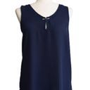 Harvé Benard Harve Benard Blouse Navy Scoop V-Neck Keyhole Sleeveless Top Blouse Small NEW Photo 9