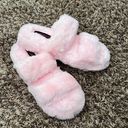 Wild Diva Baby Pink Faux Fur Double Band Slides Photo 1