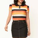 Unique Vintage NWT  Candy Corn Stripes Crop Top X-SMALL Photo 0