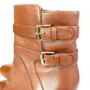 Nine West  Nogettuff Ankle Boots Heels Leather Buckle Zip Closure Brown Camel 10 Photo 4