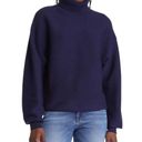 Good American  Wide Rib Crop Turtleneck Sweater in Blue Rinse Size 5XL Photo 3