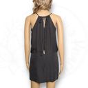 Michelle Mason  Cami Wrap Plunge Mini Dress in Charcoal Gray 100% Silk Size M Photo 6