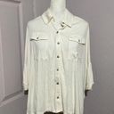 We The Free  Ivory 3/4 Sleeve Button Down Blouse Photo 0