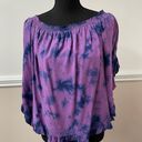 True Craft NWT  Purple and Navy Tie Dye Blouse Photo 0