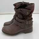 Baretraps  Brown Hailie Leather Textile Fur Lined Side Zip Moto Boots Size 6.5 Photo 1