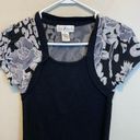 a.gain Once  Y2K Style Black & White Short Sleeve Floral Shrug Blouse Size Small Photo 3