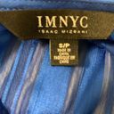 Isaac Mizrahi  Womens Size Small Blue Stripe Ruffle Long Sleeve Blouse Top Photo 3