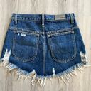 Carmar Denim CARMAR Beatrice Jean Skirt 28 Dark Wash Denim Fringe Destroyed Zip Frayed Mini  Photo 4