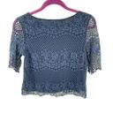 Alya  lace crochet cropped crop top shirt oversized fit medium Photo 8