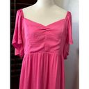 Nsr Womens Dress Pink Smocked Midi Sweetheart Neck Short Flutter Sleeve XL New Photo 1