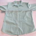 L.L.Bean  Mint Green White Seersucker 3/4 Sleeve Button Shirt MEDIUM Photo 3