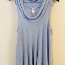 Free People  Womens Blue Swing It Cowl Neck Tank Top Size Small Waffle Knit Photo 0