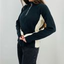 DKNY y2k  active fitted two tone quarter zip pullover sweater black ivory size XL Photo 4