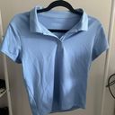 DKNY Blue Athletic Collared Tee Photo 0