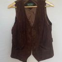 J. McLaughlin Vintage  Leather Brown Button Up Vest Size 10 Photo 2