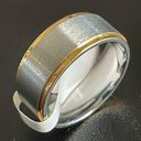 Edge 8mm gold  silver titanium ring size 7 Photo 0