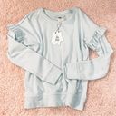 cupio  Women’s Blue Ruffle Sleeve Pullover Sweater(S) NWT (B004) Photo 0