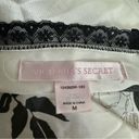 Victoria's Secret Vintage  Floral Chemise Open Tie Front Black White Size Medium Photo 2