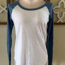 Chaser Women’s Medium  Long Sleeve Blue & White Baseball Tee Photo 0