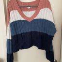 Aeropostale Block Striped V Neck Cropped Sweater Photo 0