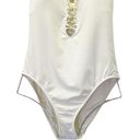 Bleu Rod Beattie  Lace-Up Halter One Piece Swimsuit Coconut Ivory & Gold Size 10 Photo 6