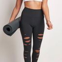 Alo Yoga  Black Ripped Warrior Legging Airbrush Fabric High Rise Gym Extra Small Photo 1