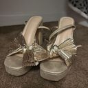 Gold Shimmer Bow Heels Size 6.5 Photo 0