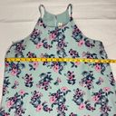 Pink Rose Floral Sleeveless Shift Dress Blue Pink Medium Chiffon Tiered Mini Sundress Photo 8