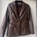 Peppermayo 90's Starlett Blazer Jacket in Chocolate Faux Leather Photo 3