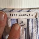 Free Assembly Womens XL Shirt Dress Denim Striped Chambray Puff Sleeve VNeck Tie Blue Photo 5