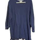 Coldwater Creek  Plus Size 2X Blue Fringe Hem Cotton Waffle Knit Pullover Sweater Photo 0