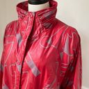 Vintage 80s Faux Leather Geometric Shape Oversized Coat Jacket Red Grey L Size L Photo 13