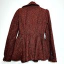 Free People  Patricia Pea Coat Peplum Tweed Chevron Flat Collared Maroon 6 Photo 6