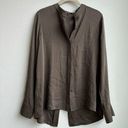 Vince  Silk Stretch Brown Split Back Button Down Blouse Size 2 Photo 0