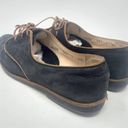 Salvatore Ferragamo  Suede Oxford Lace Up Flats Black Brown Size 7 AA Photo 6