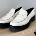 Reformation  | Agathea Platform Cowhide Leather Loafers in‎ White and Black Photo 3