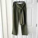 Anthropologie  Coquille Olive Green Soft Paperbag Tie Waist Casual Jogger Pants 8 Photo 0