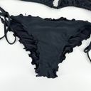 Relleciga  Bikini Womens Small Black Ruffle Triangle Swim Suit Strappy Tie Solid Photo 3